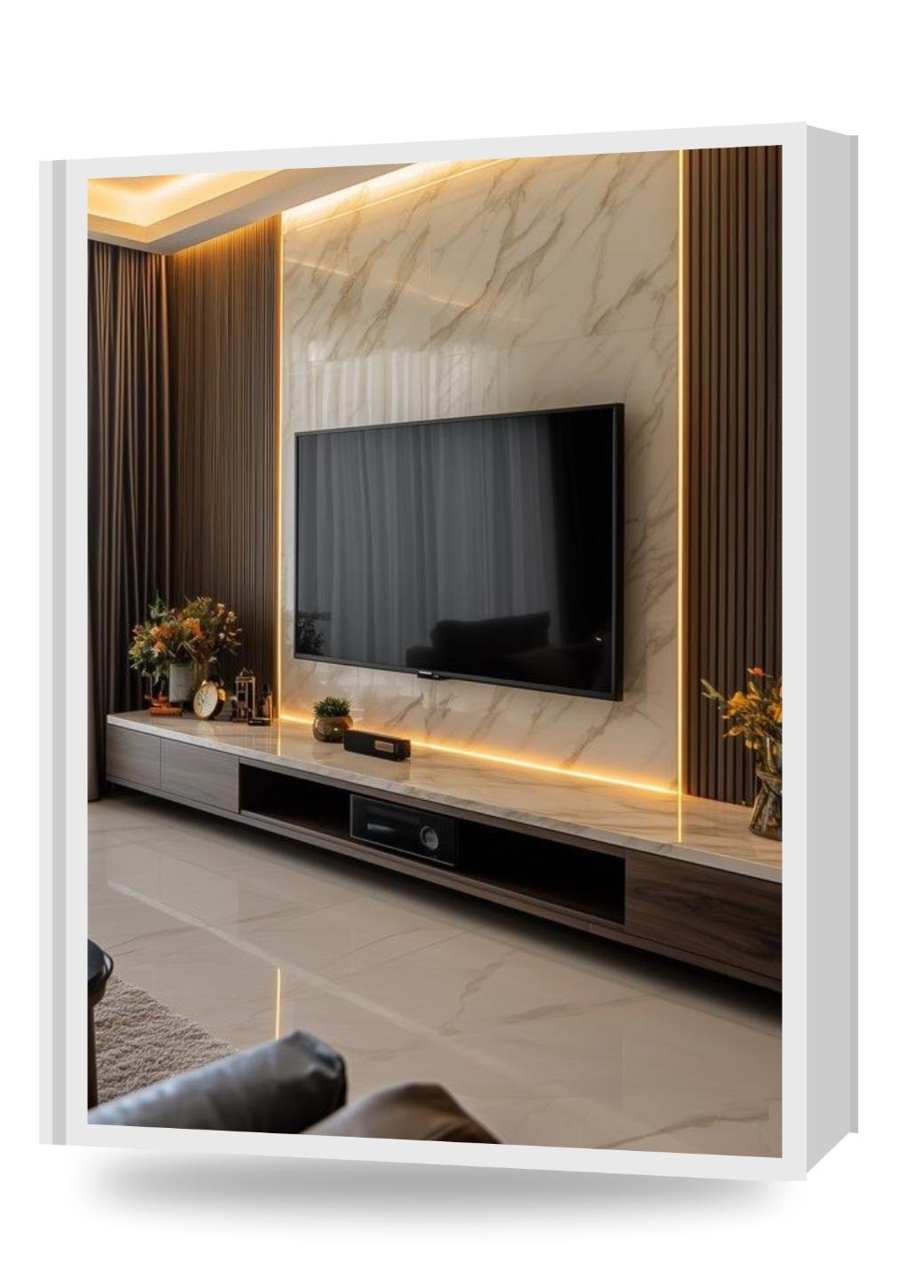 Meuble TV Inaya Design sur mesure Casablanca Meuble TV moderne Inaya Design salon Marrakech Meuble TV en bois Inaya Design fabrication Rabat